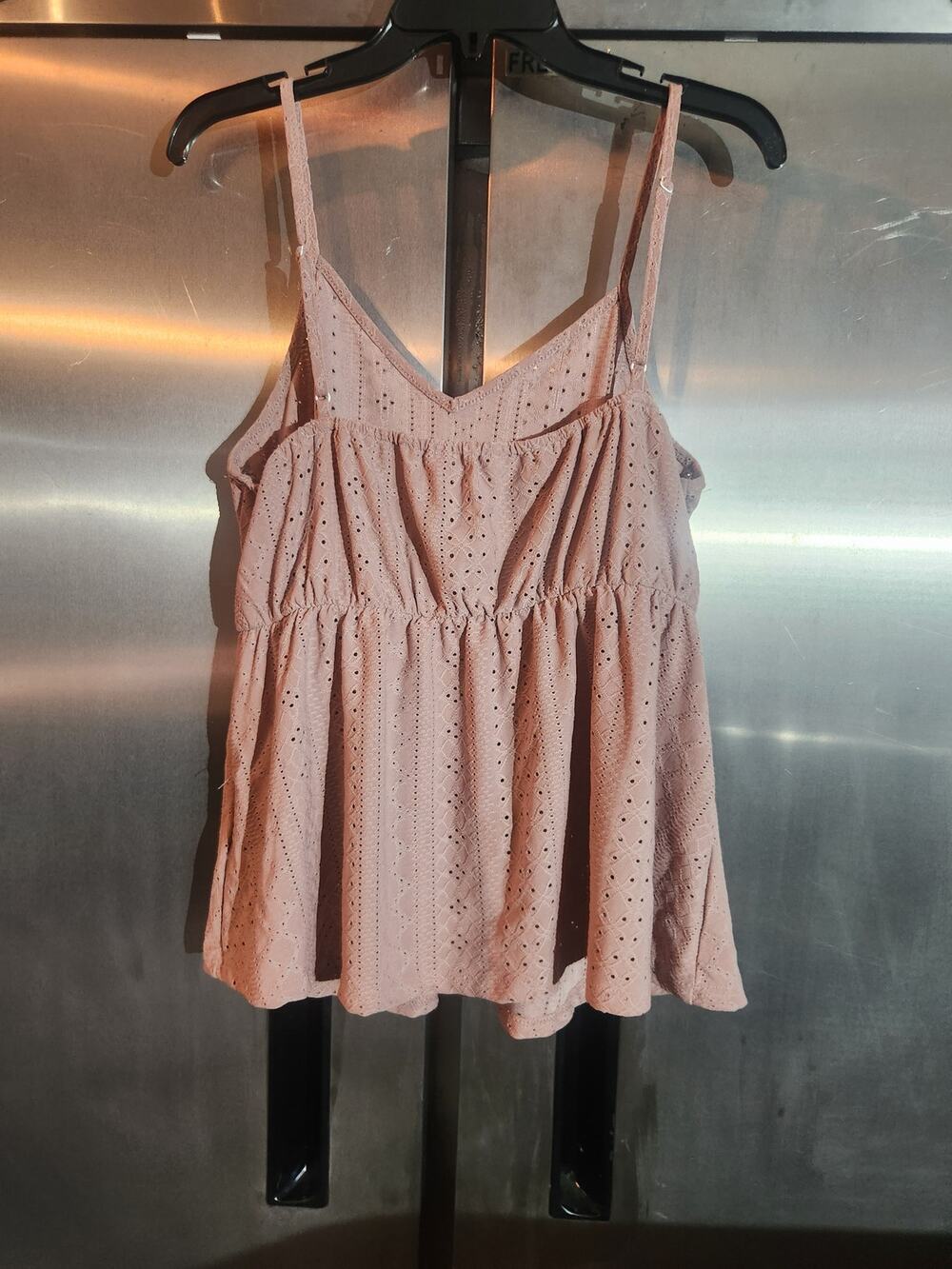 Shein Curve Blush Pink Eyelet Lace Cami Top Size 1XL